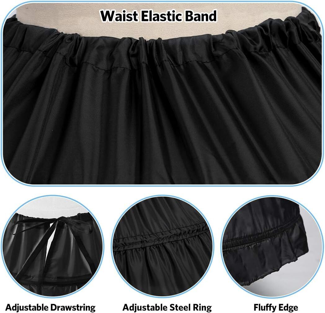 Full 6 Hoop Skirt Floor Length Crinoline Underskirt Wedding Dress Petticoat