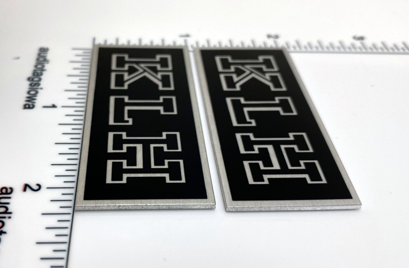 KLH Speaker Grill Badge Pair Emblem Custom Made Thick Aluminum