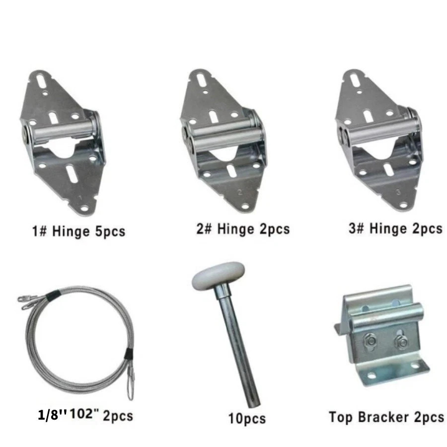 👍Premium Garage Door Roller/Hinge/Top Bracket/Wire Rope Kit for 7' Height Doors