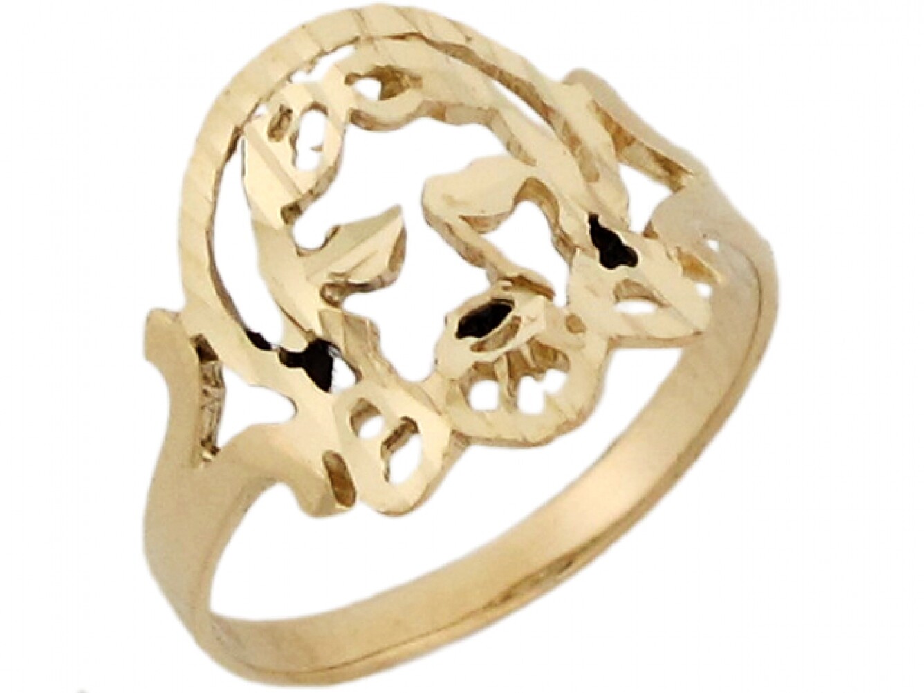 10k or 14k Yellow Real Gold Jesus Religious Diamond Cut 1.2cm Unisex Ring