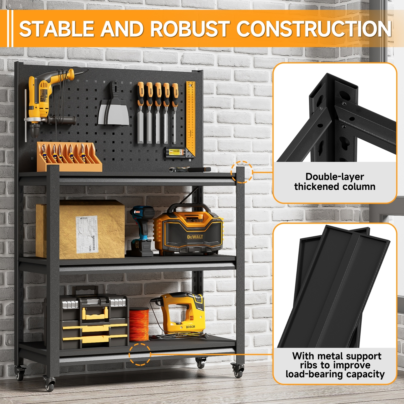 Garage Storage Cabinet System 8 Pc Workshop Set Mobile Workbench w/Tool Pegboard