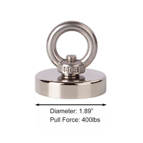400LBS Neodymium Fishing Magnets Pulling Force Super Strong Round Rare Earth Lot