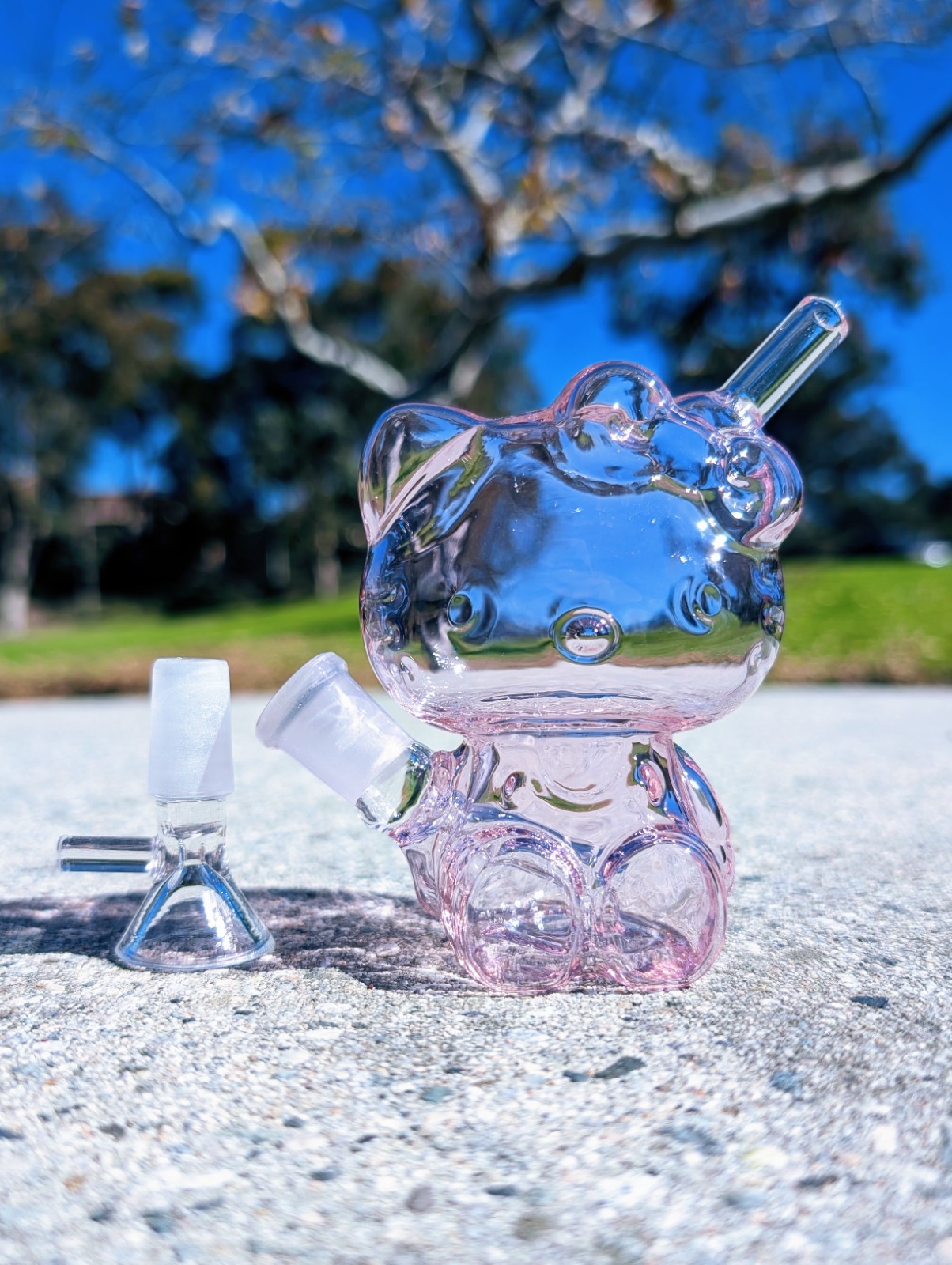4.5 Inch Cute Pink Kitty Glass Bong Quality Tobacco Smoking Water Pipe Hookah