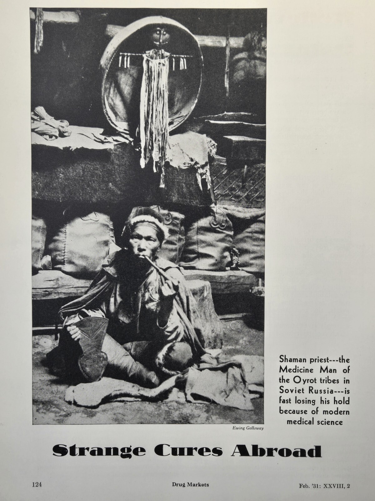 Shaman Priest Oyrot Tribe Medicine Man Soviet Russia Vintage Print Ad 1931