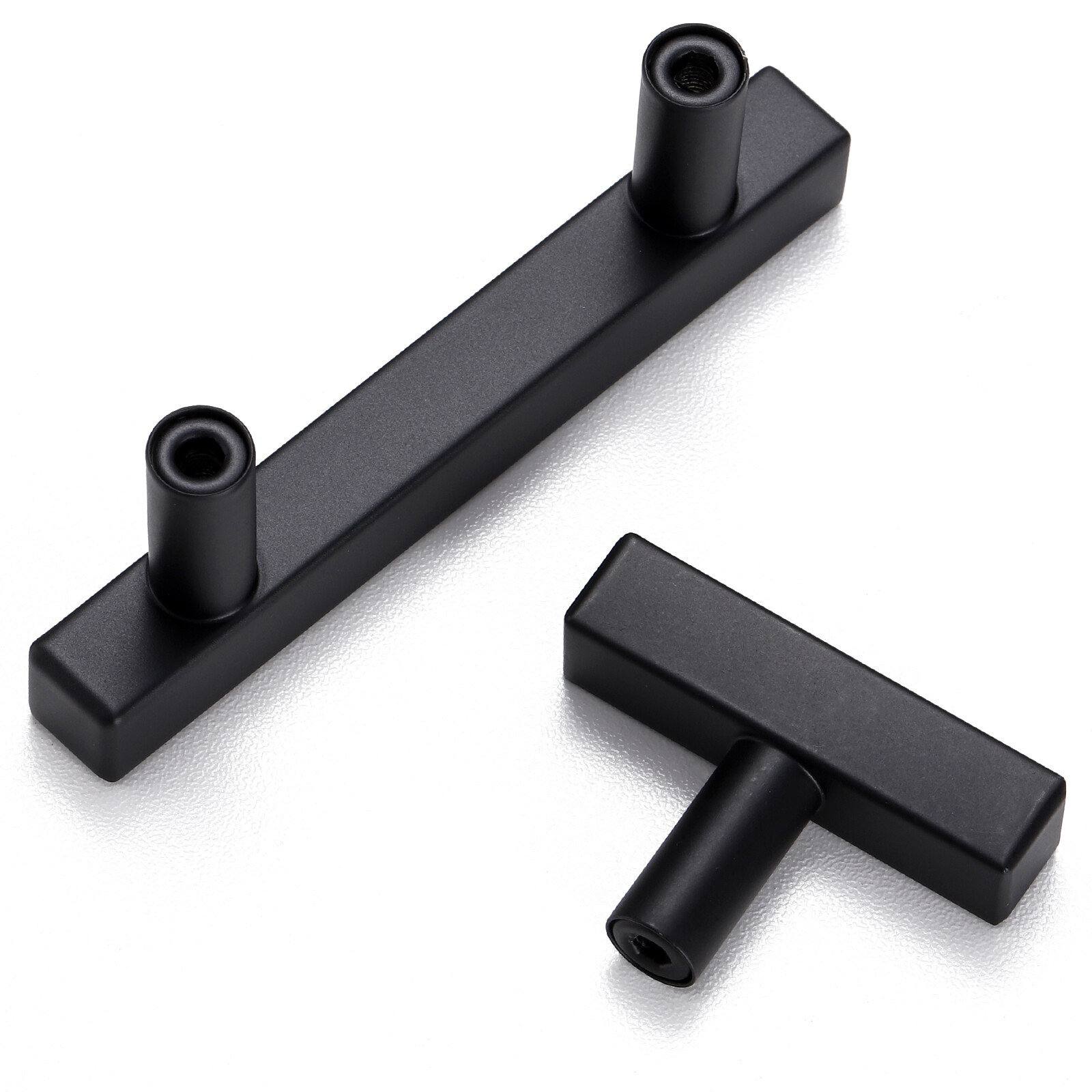 Matte Black Square Modern Cabinet Handles Pulls Kitchen Drawer Stainless Steel