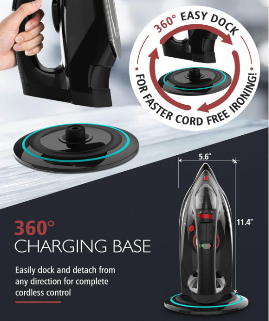 Plancha inalámbrica 1500W con suela cerámica, autolimpieza y apagado seguro