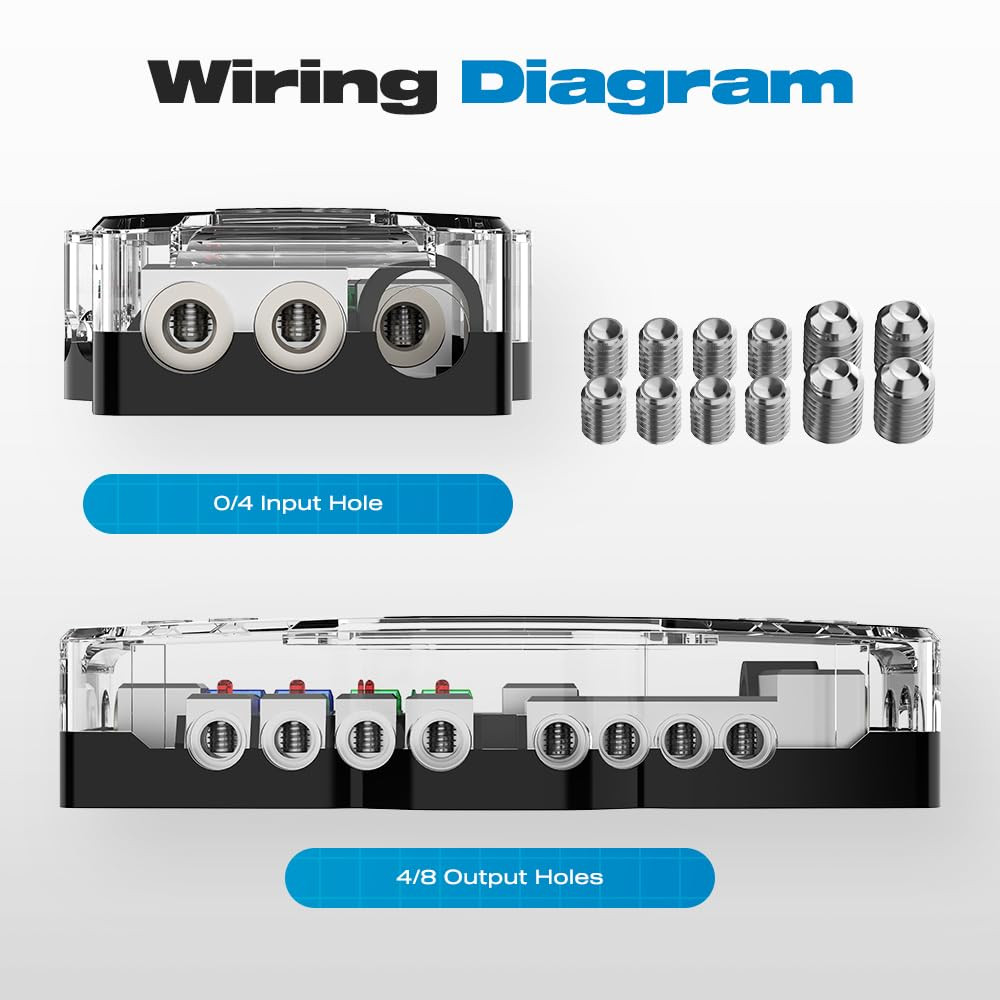 Fused Power Distribution Block Car Audio 4 Way Midi(Mini-Anl) Fuse Block 12V ...