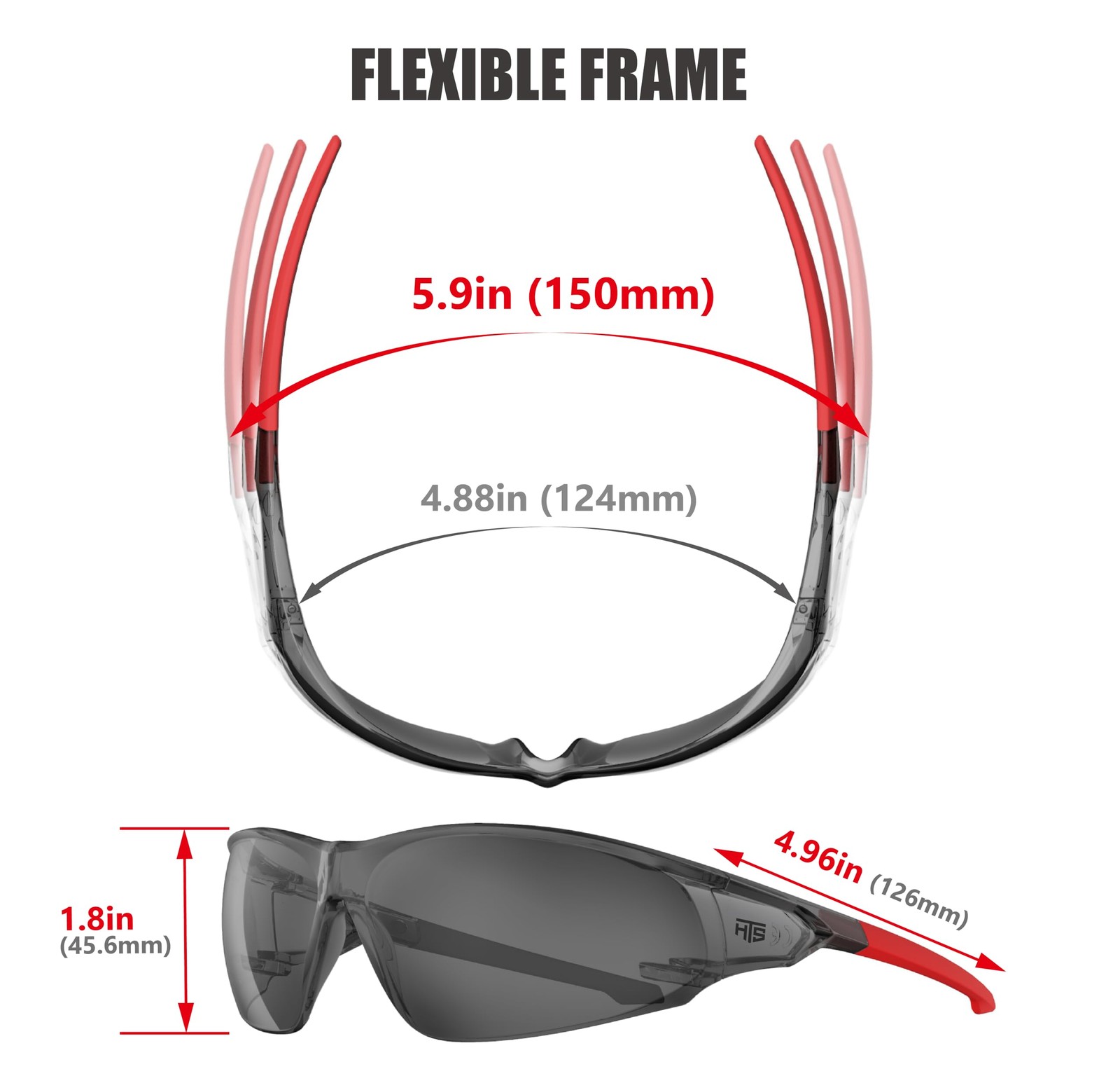 HTS HUNTERSKY S239 Lightweight Protective Wrap-Around small Medium, Smoke-red