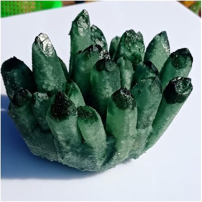 2025Rare Large Raw Green Ghost Crystal Cluster Natural Rough Geode Reiki Quartz