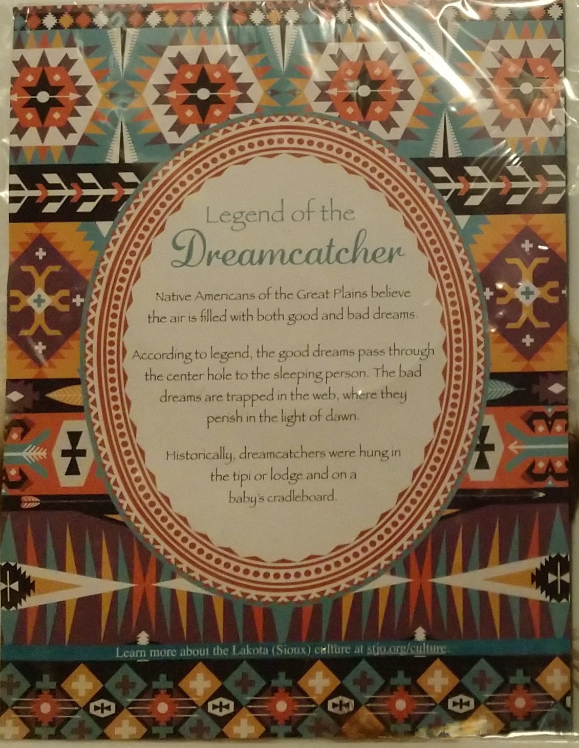 Dream Catcher 5 inch Round with Legend, Faux Suede