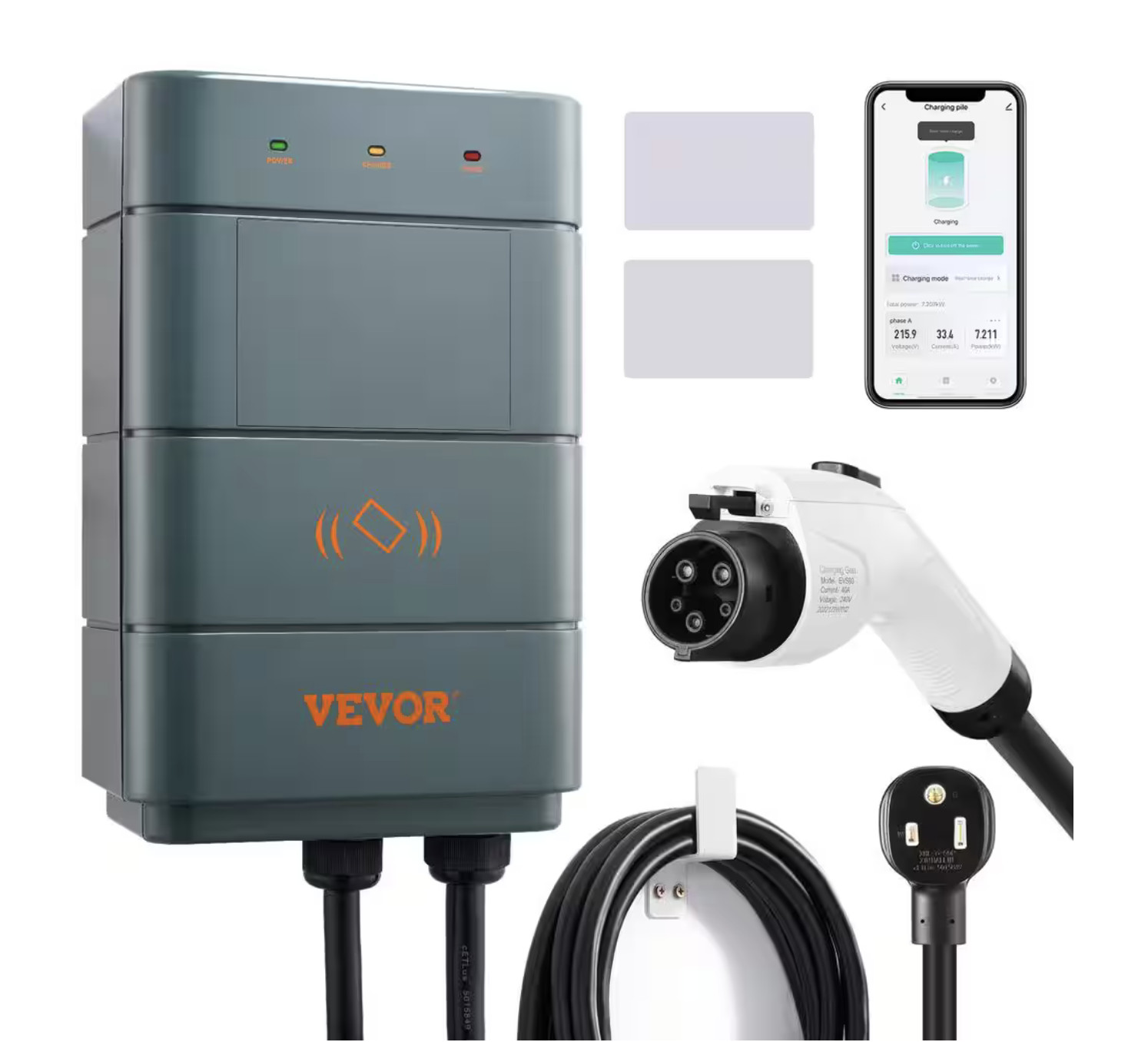 VEVOR Level 2 EV Charging Station 40 Amp 22 ft. IP66 NEMA 6-50 240-Volt - NEW