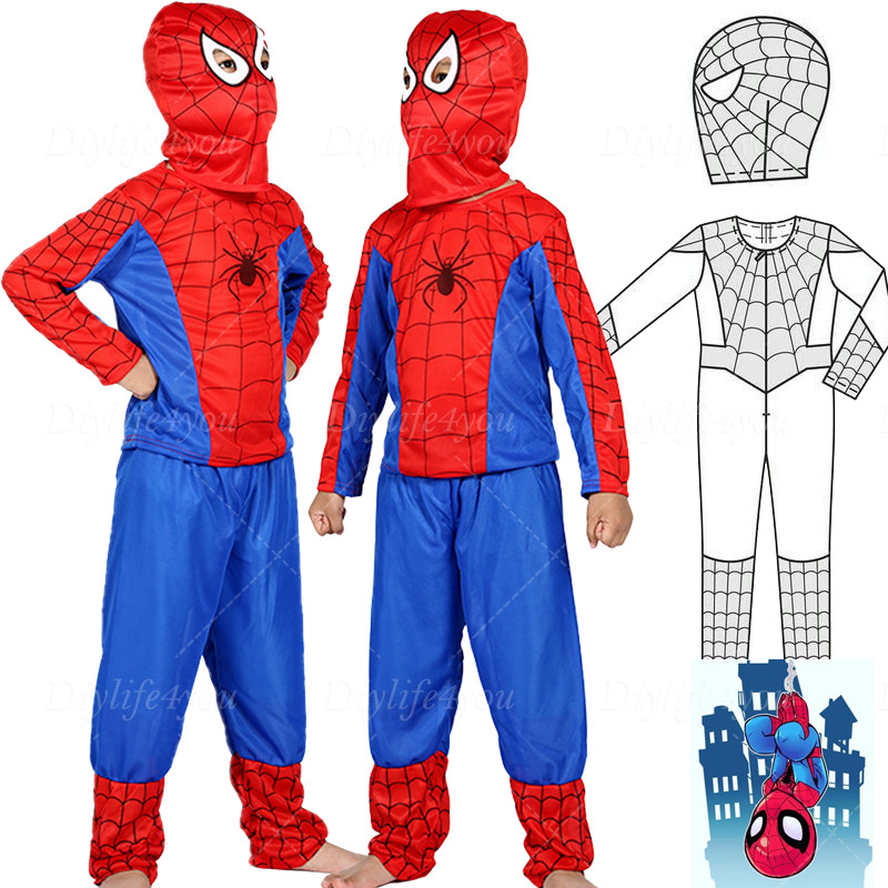 Kids Boys Spiderman Fancy Dress Jumpsuit Cosplay Costume Party Bodysuit 3-7 Age