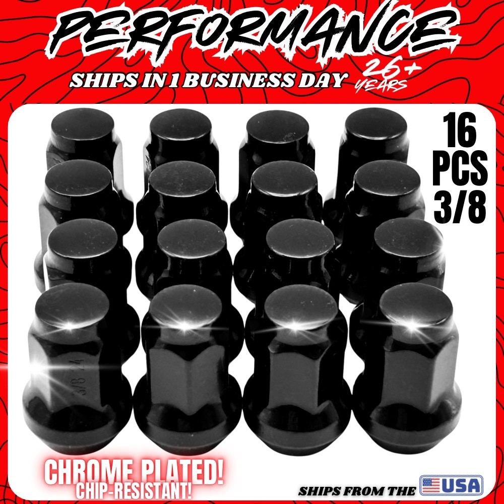 16 Lug Nuts 2010–2022 Polaris RANGER EV Wheel Rim Tapered Nut Black