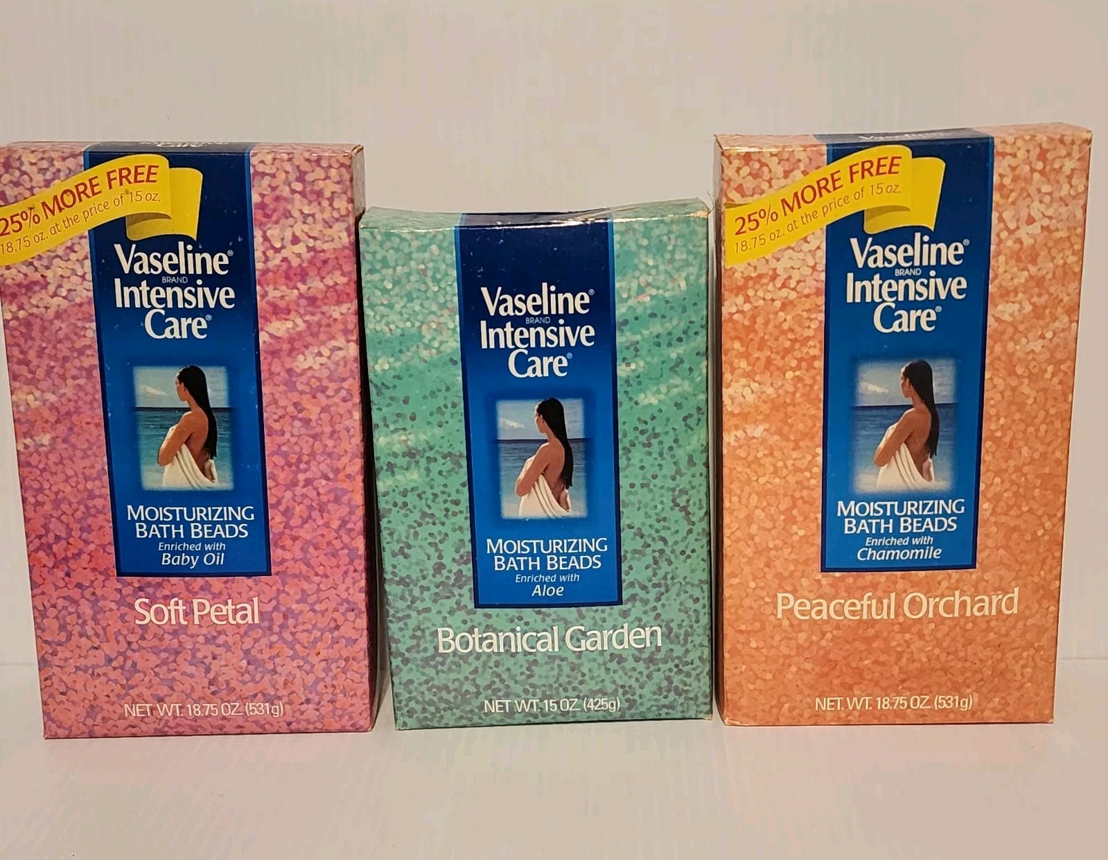 Vaseline Intensive Care Moisturizing Bath Beads PETAL GARDEN ORCHARD Lot Of 3