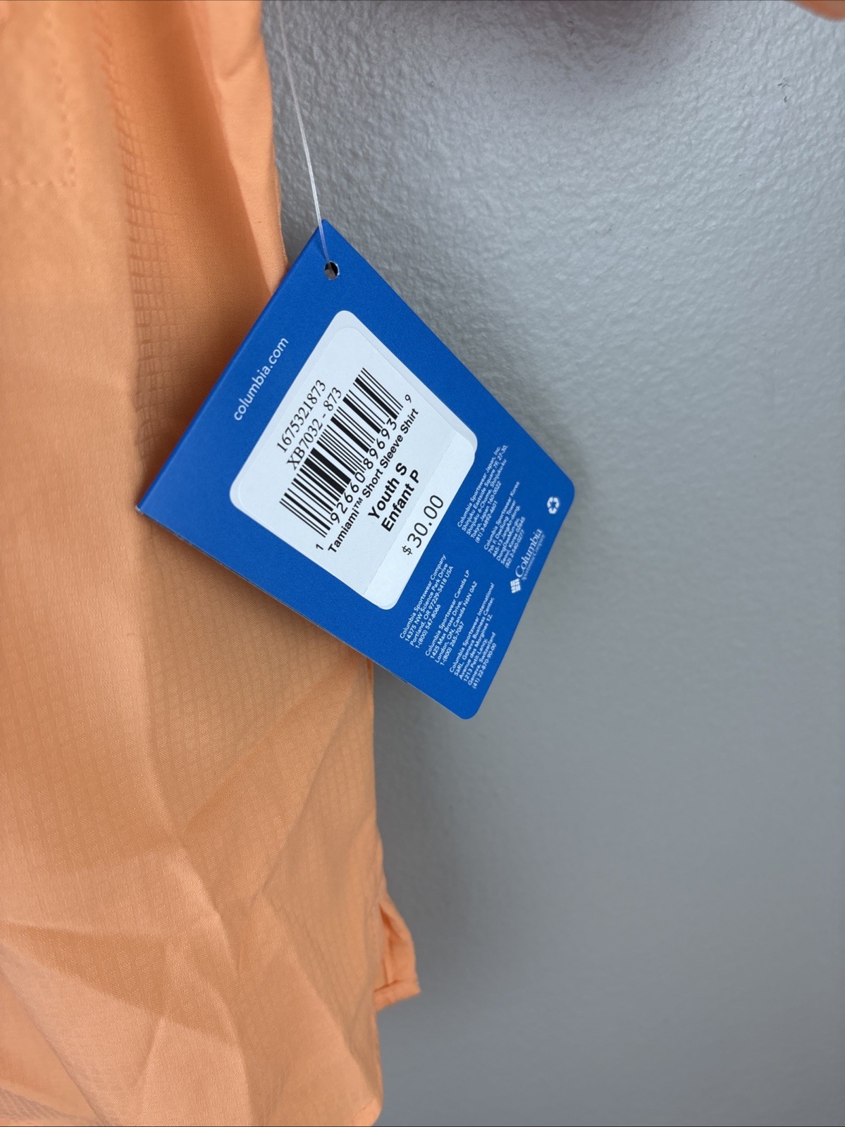 Columbia PFG Size S 8 Youth Short Sleeve Fishing Shirt Peach UPF 40 Omniwick