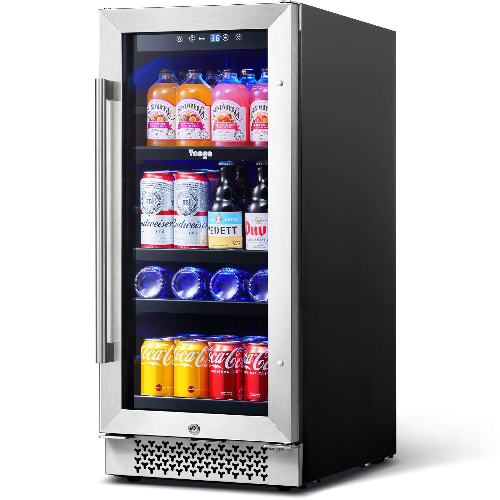 Yeego 15" Beverage Cooler Refrigerator 80 Cans Freestanding Fridge