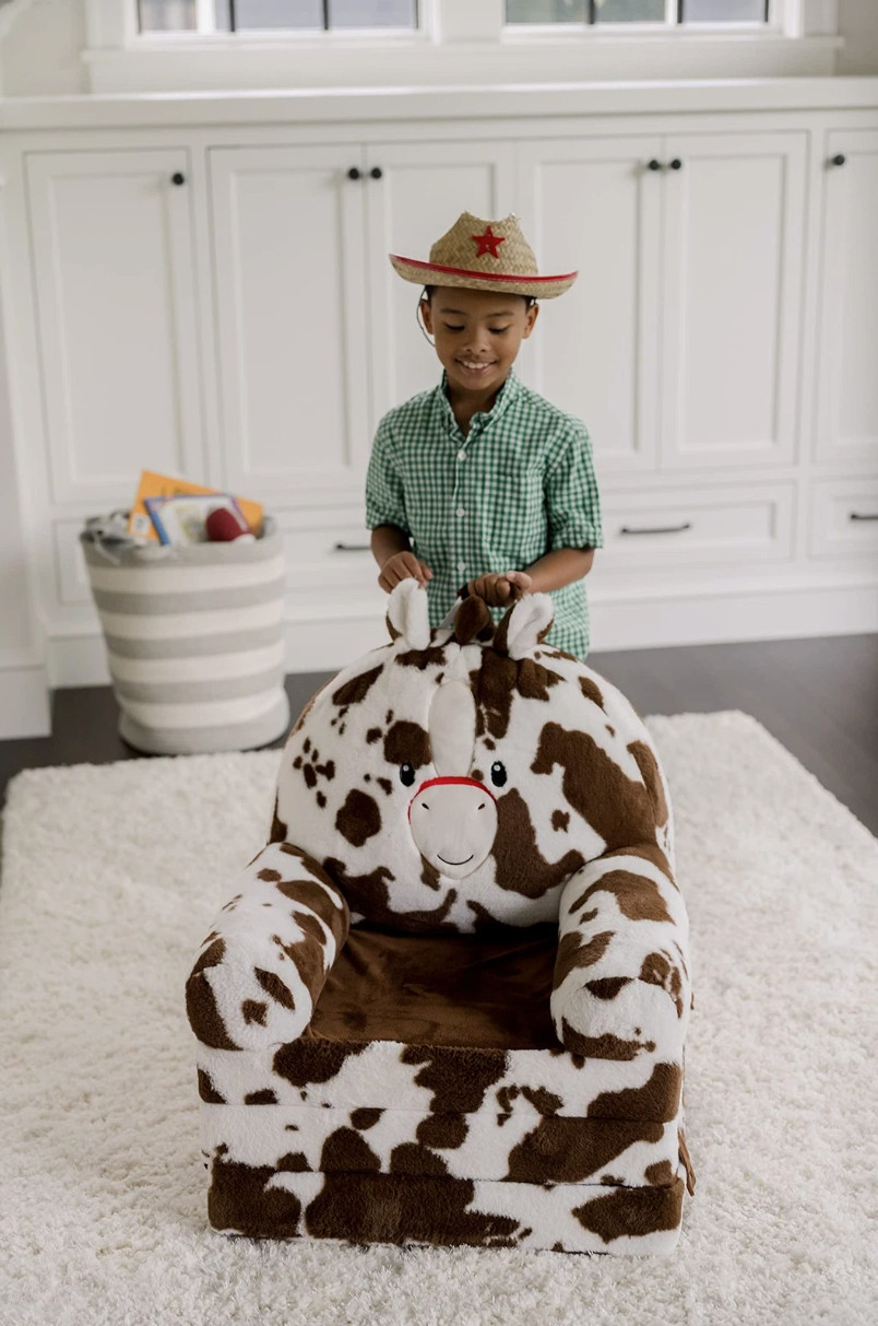 Soft Landing Kids Cow-Print Fold-Out Sleeper Sofa - Plush Lounger & Chair in One