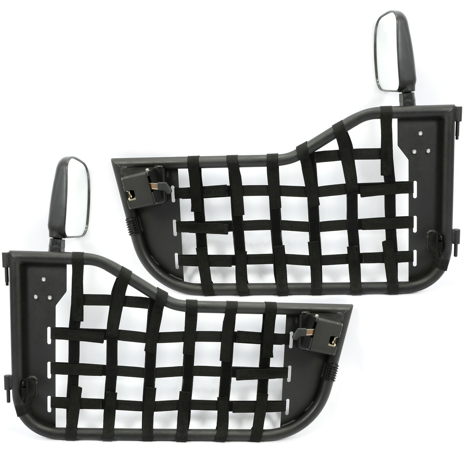 Black Tubular Trail Door With Side Mirror For 1976-1995 Jeep CJ7/YJ Wrangler 2DR