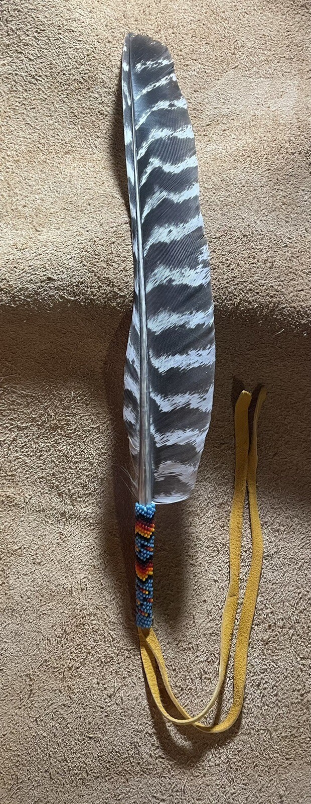 Native American Lakota Sioux Beaded Feather.