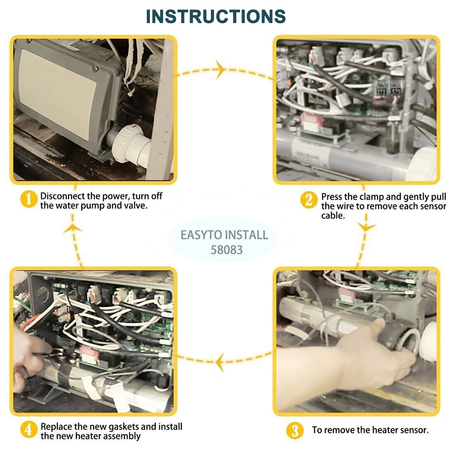 for Balboa 58083 M-7 Heater Assembly 15", 5.5 kW 240V/120V, with Studs & Sensors