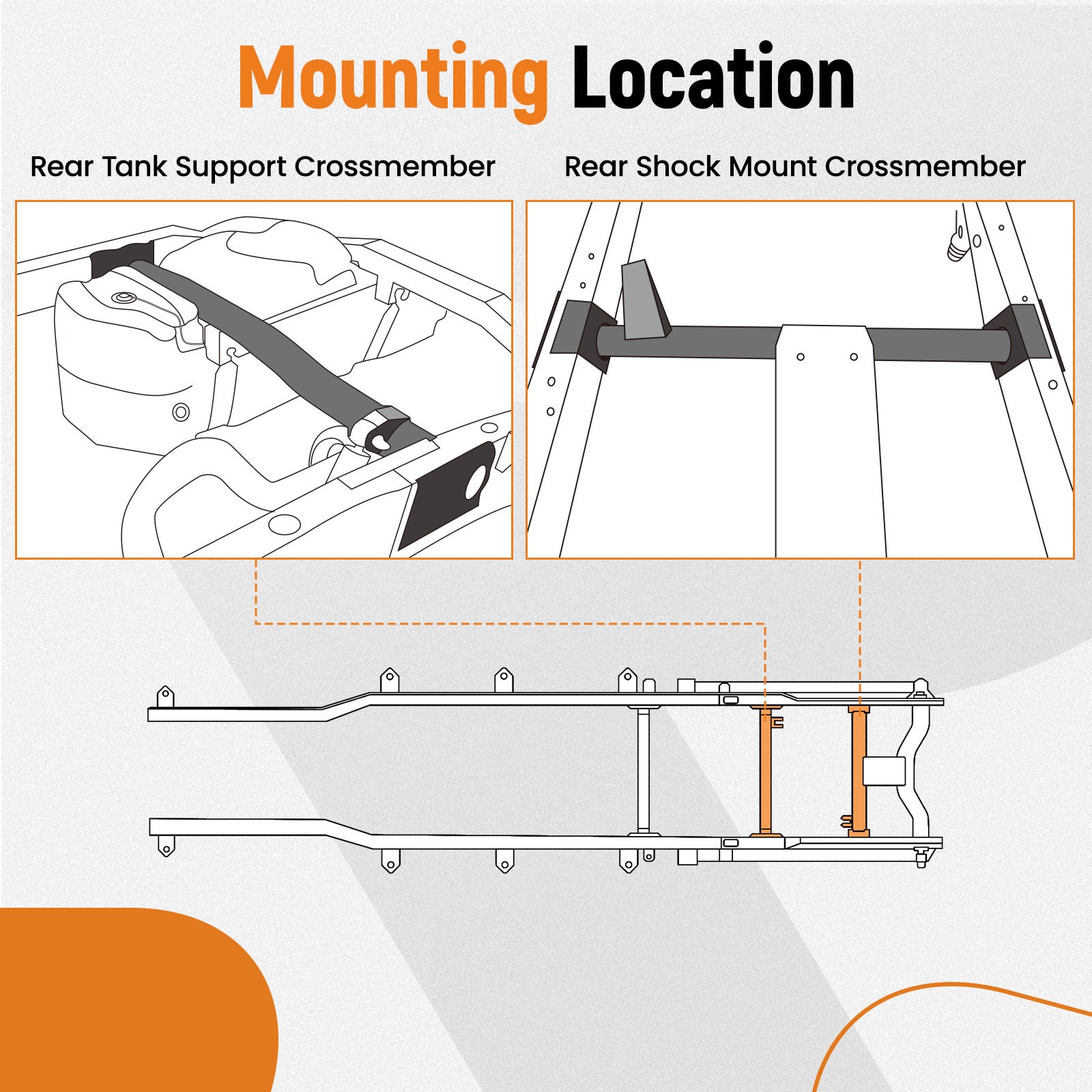Rear Tank Support+Rear Shock Mount Crossmember Kit For Chevy Silverado/GMC 07-14