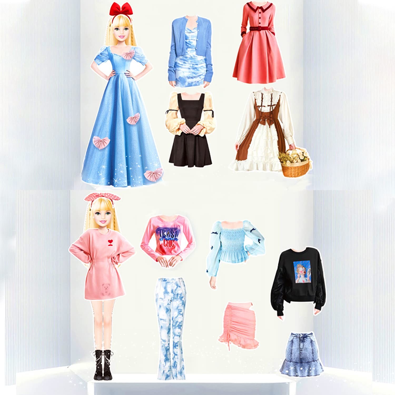 Magnetic Princess Dress Up Paper Doll Pretend Play Toys Magnet People Clothes...