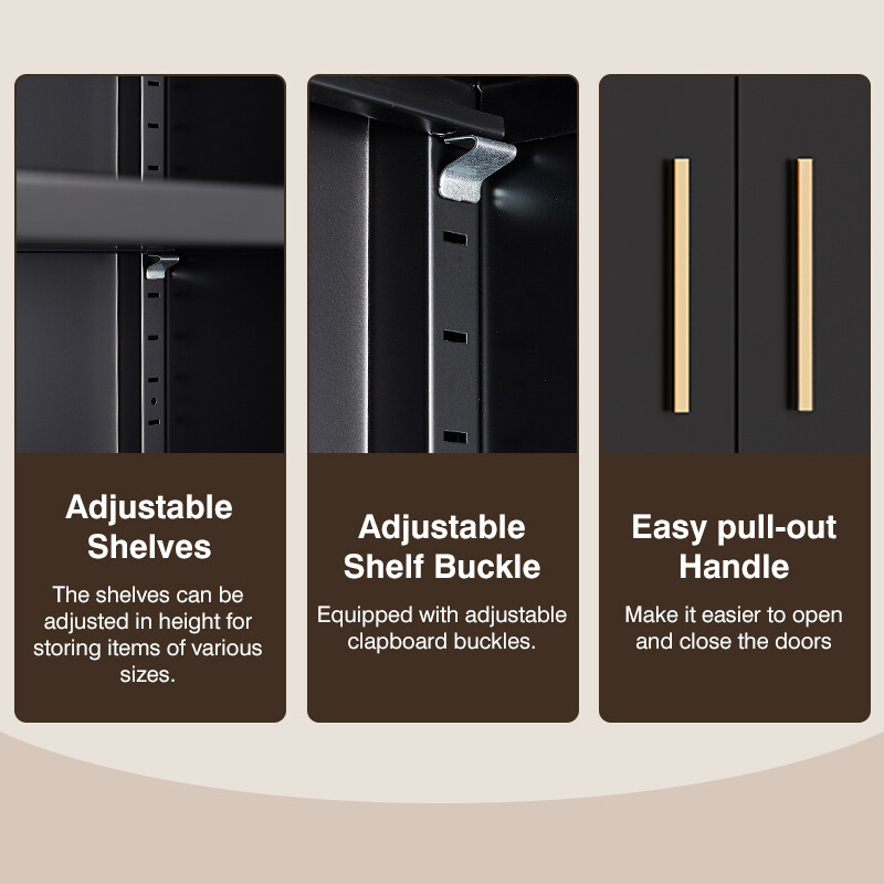 71" Metal Storage Cabinet with long handle and adjustable shelves,Lock for Home