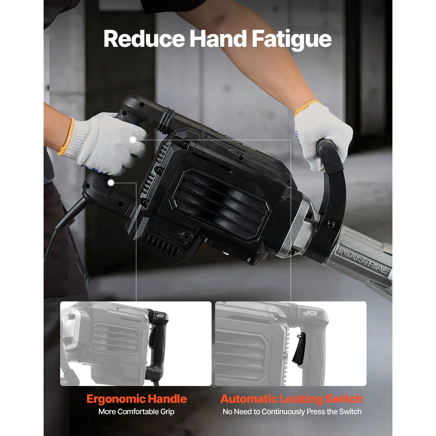 Uimoso Electric Demolition Jack Hammer Concrete Breaker 3000W 1700 BPM Chisel