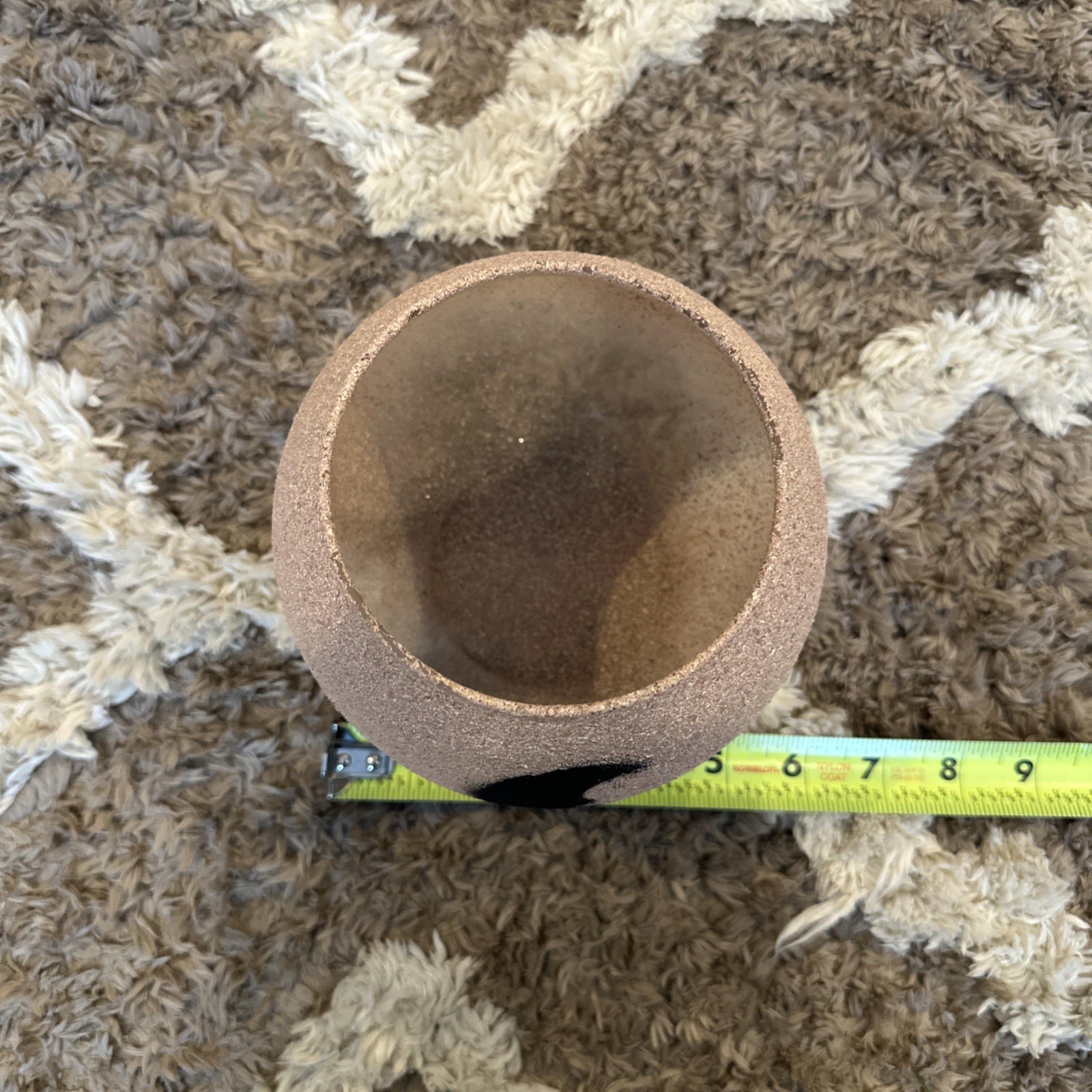 Decorative Texturized Material Coated Glass Bowl With Painted Moon 5.5” Diameter