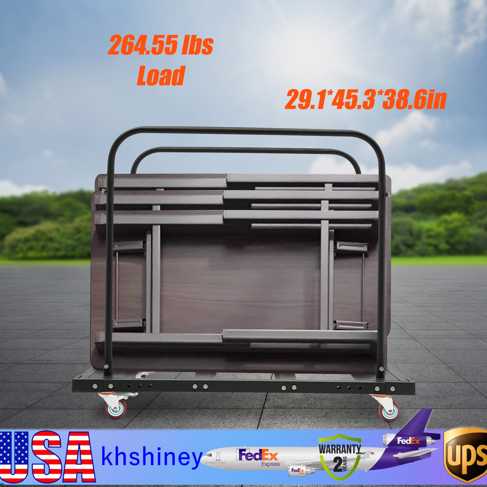 Large Capacity Rolling Cart, Folding Table Cart, Folding Table Trolley