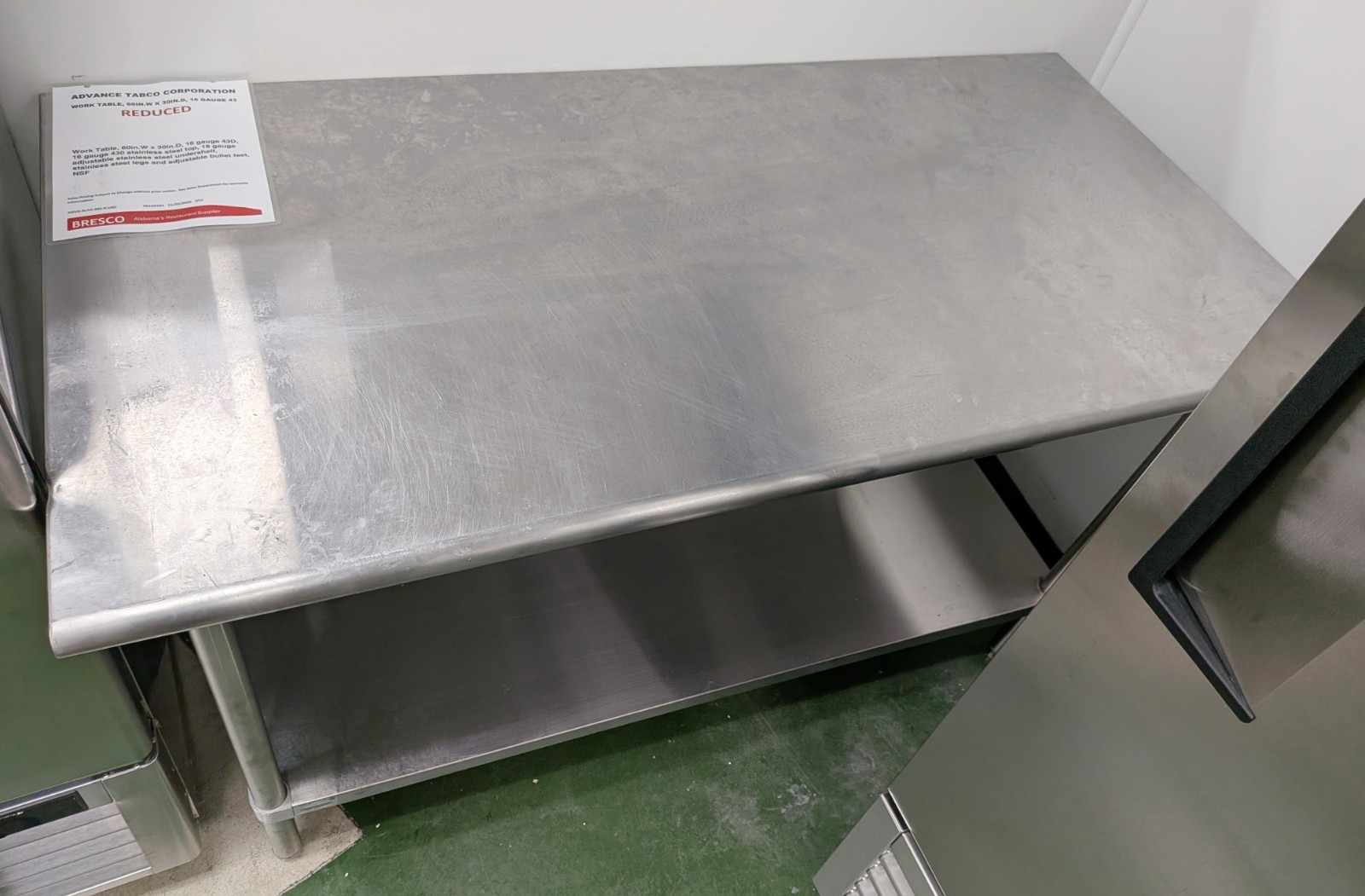 Advance Tabco SLAG-305-X Work Table, 60 in. W x 30 in. D, 16 gauge Stainless Top