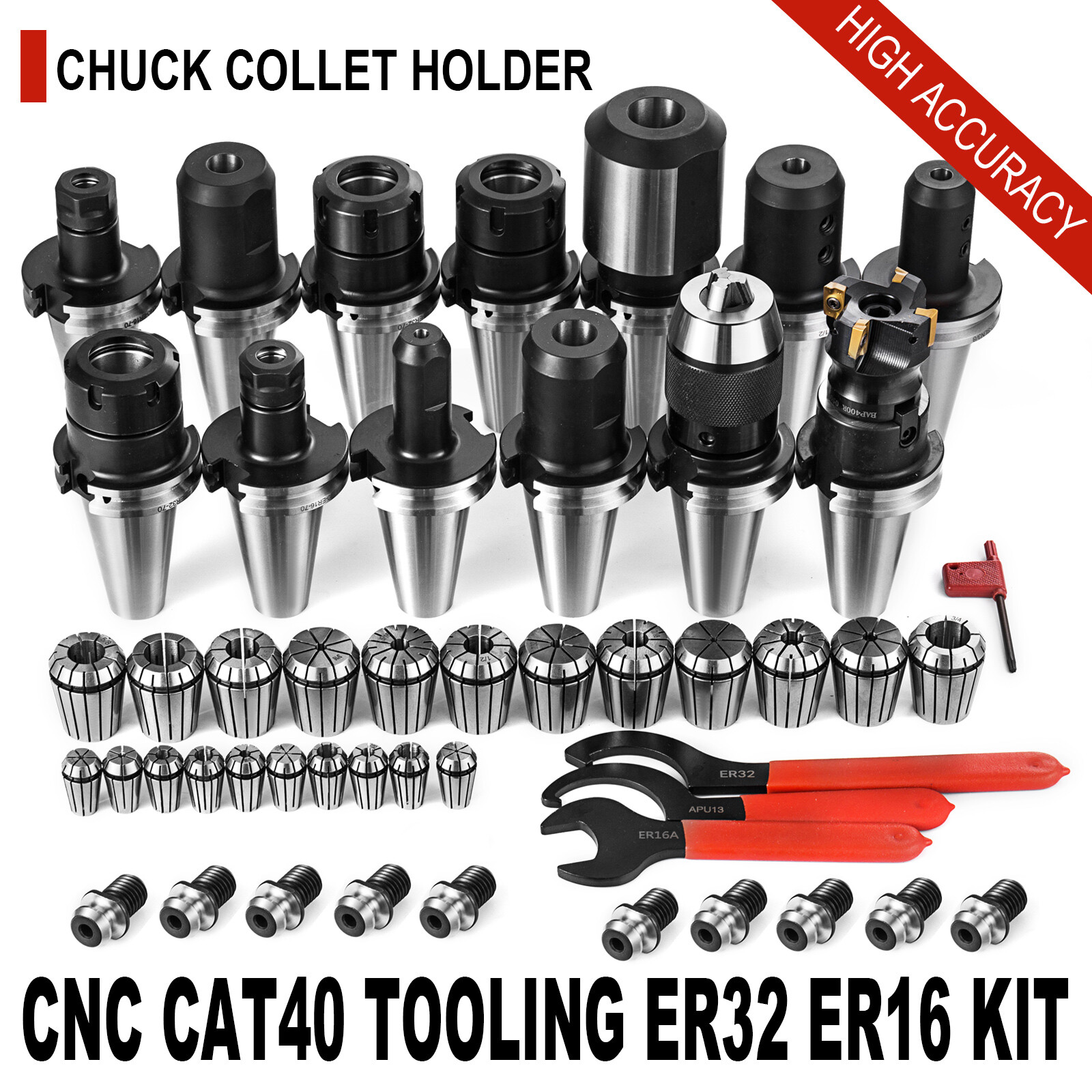 CAT 40 Tooling Kit for Haas Fadal CNC Mill-ER Chuck Collet Holder ER32/16