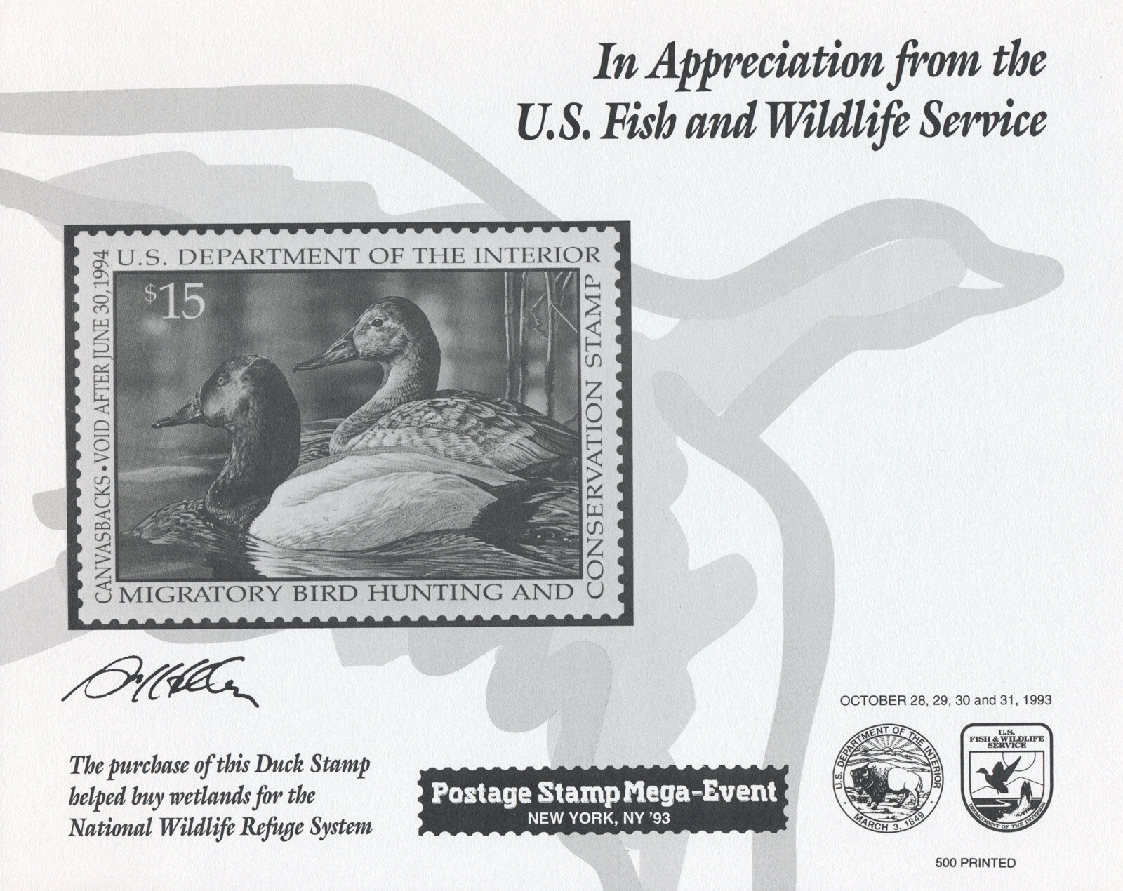 2 Duck Stamps & 23 U.S. Fish & Wildlife Appreciation Souvenir Cards 1975-1997 US