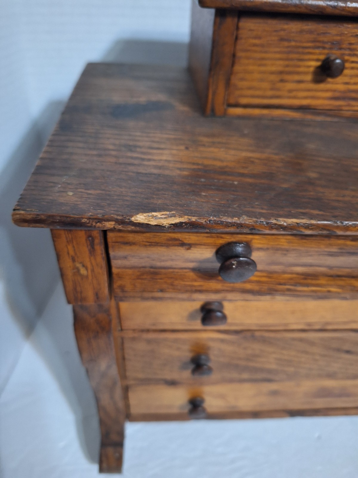 Antique Chest Bureau Salesman Sample 4 Drawers 2 Glove Boxes 13.5x13x6.5 Wooden