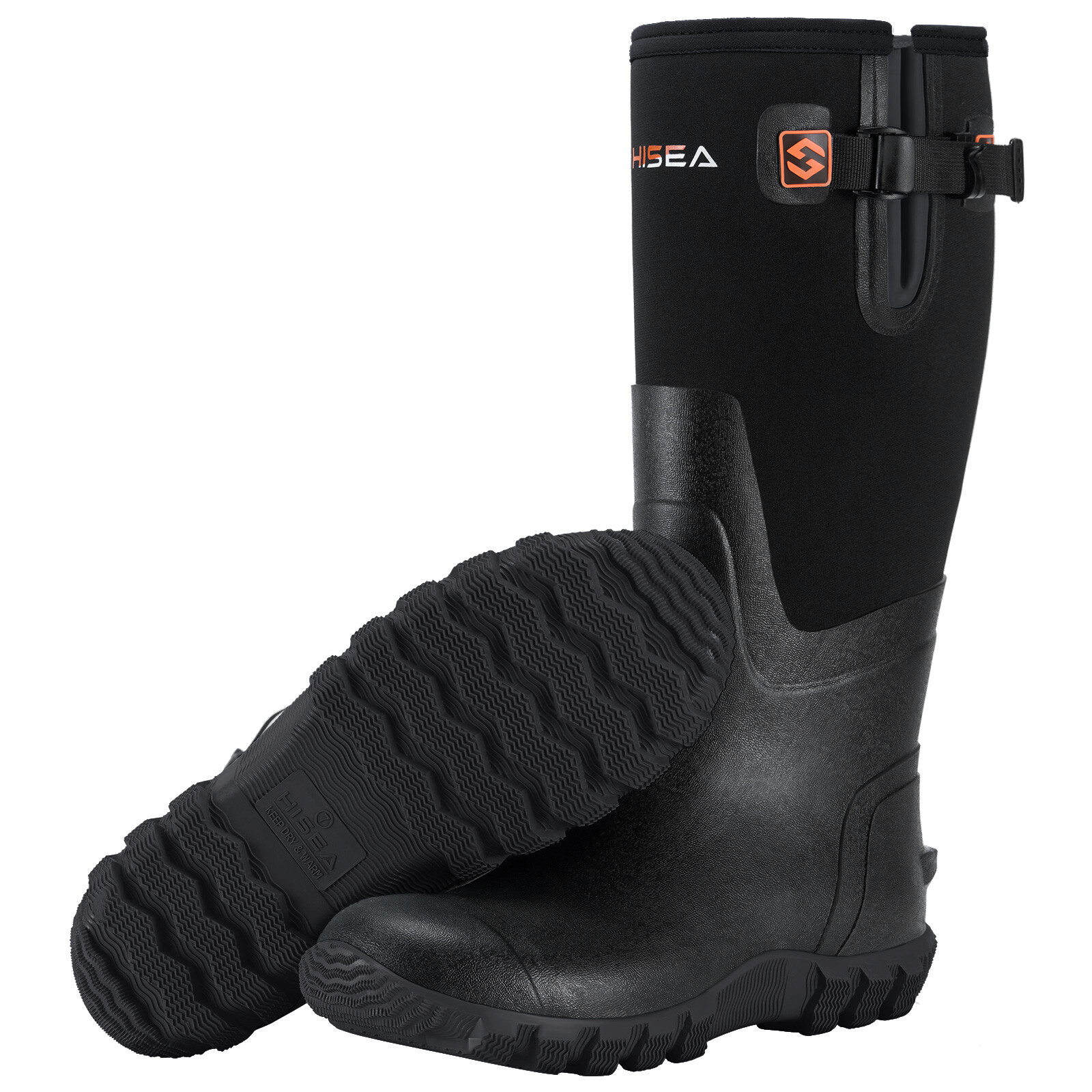 HISEA Women Rain Boots Side Buckles & Steel Shank Snow Hunting Chores Work Boots