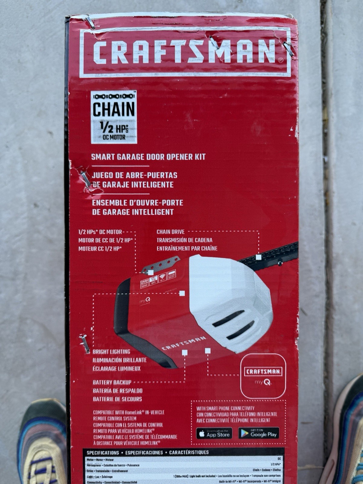 Craftsman 1/2 HP Chain Drive MyQ Wifi Smart Garage Door Opener Battery Back-Up