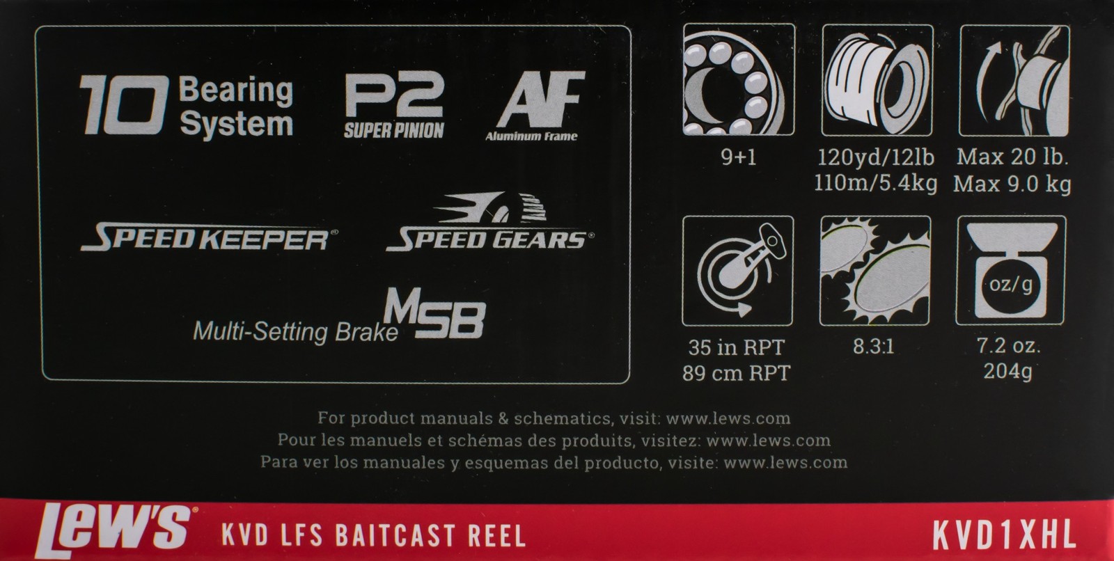 LEW'S KVD LFS KVD1XHL 8.3:1 GEAR RATIO LEFT HAND BAITCAST REEL