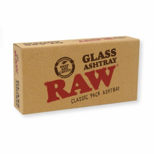 😎RAW CLASSIC PACK DESIGN GLASS ASHTRAY RECTANGULAR💕DEEP ASH CAVITY✨