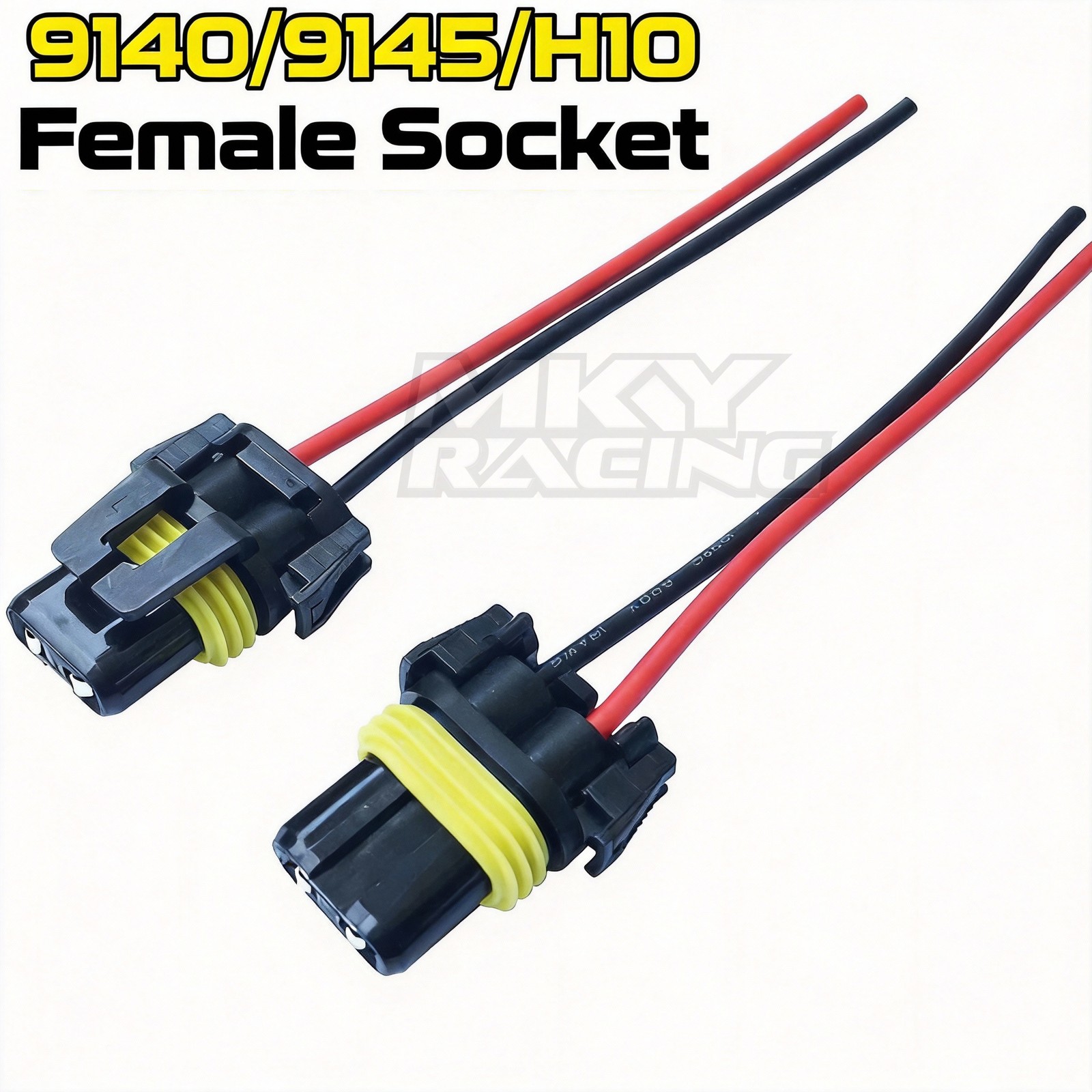 2X 9140 9145 H10 Female Connector Socket For Fog Light Wiring Pigtail Harness