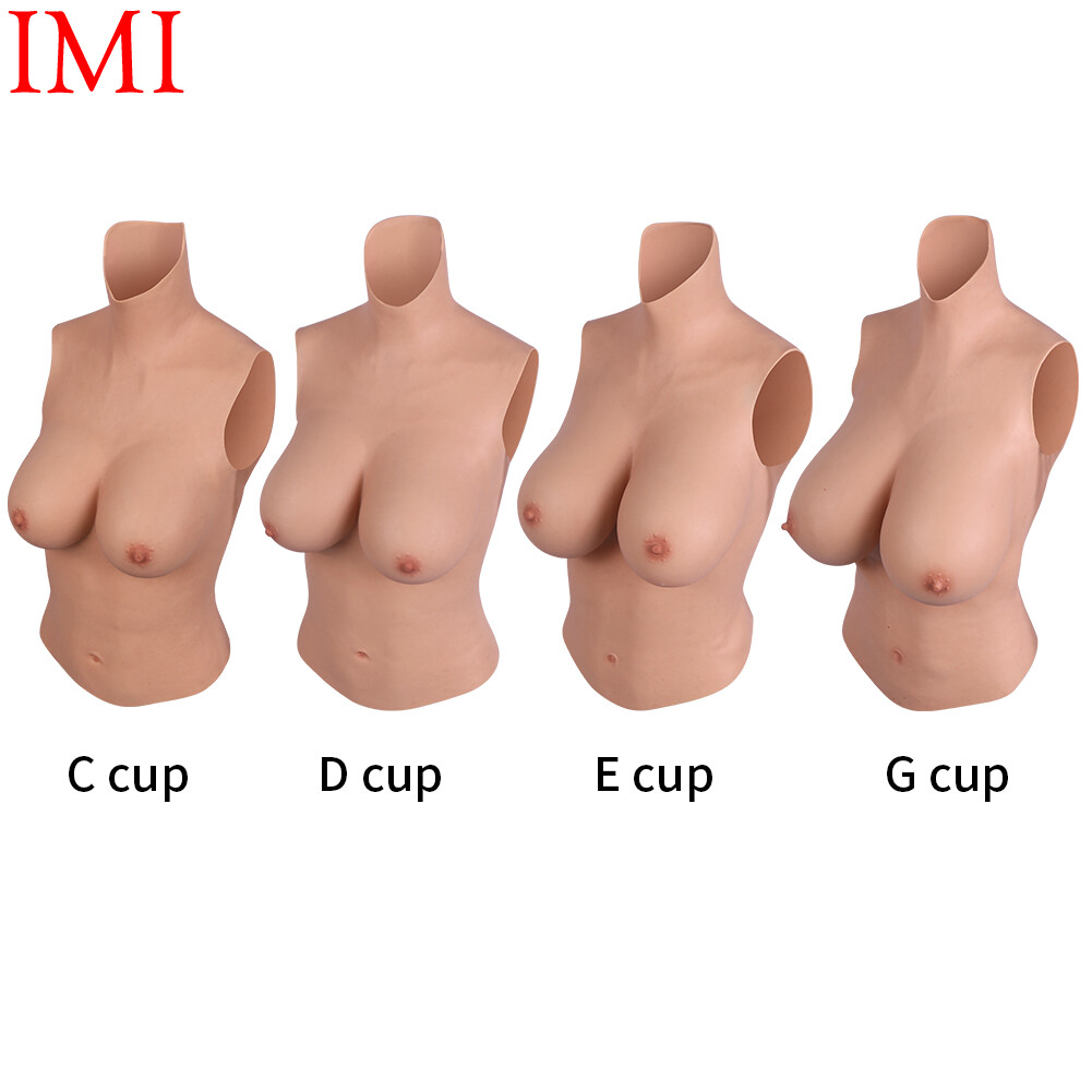 Half Bodysuit Silicone Breast Forms Crossdresser Breastplate Fake Boobs Tits