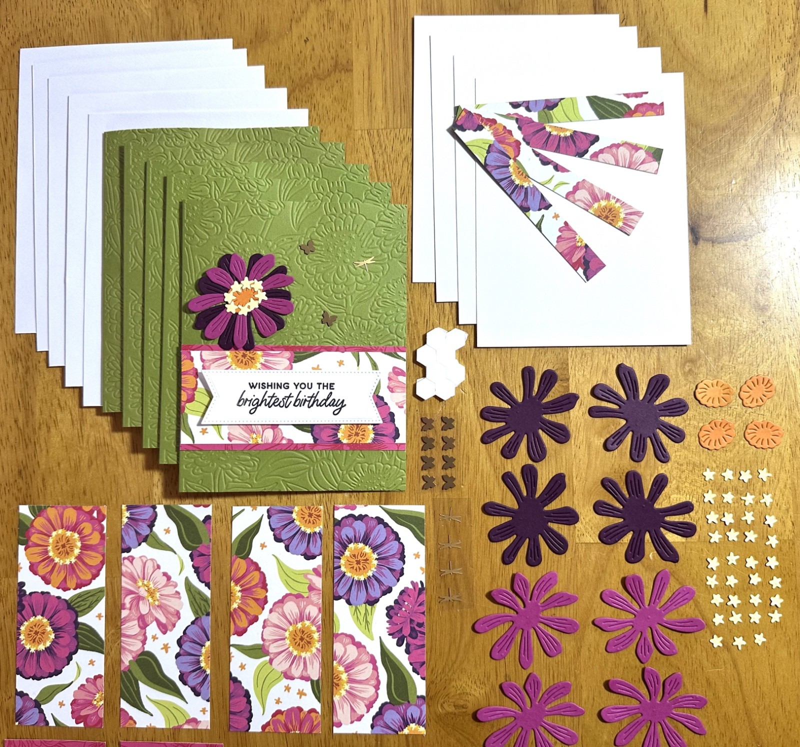 Stampin’ Up! Zinnias Sentiment Variety Card Kit-Set of 5, DSP, Embossed, Die Cut