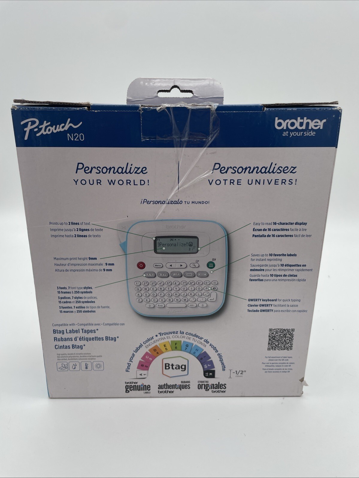 Brother P-Touch PT-N20 Personal Desktop Label Maker Portable B TAG TAPE FREE SHP