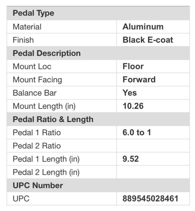 Wilwood Floor Mount Brake Pedal, Balance Bar Pedal Assembly, Aluminum Dual 6:1