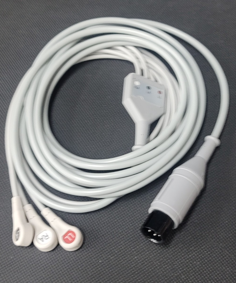 Welch Allyn ECG Cable 3 Leads Snap AHA Compatible