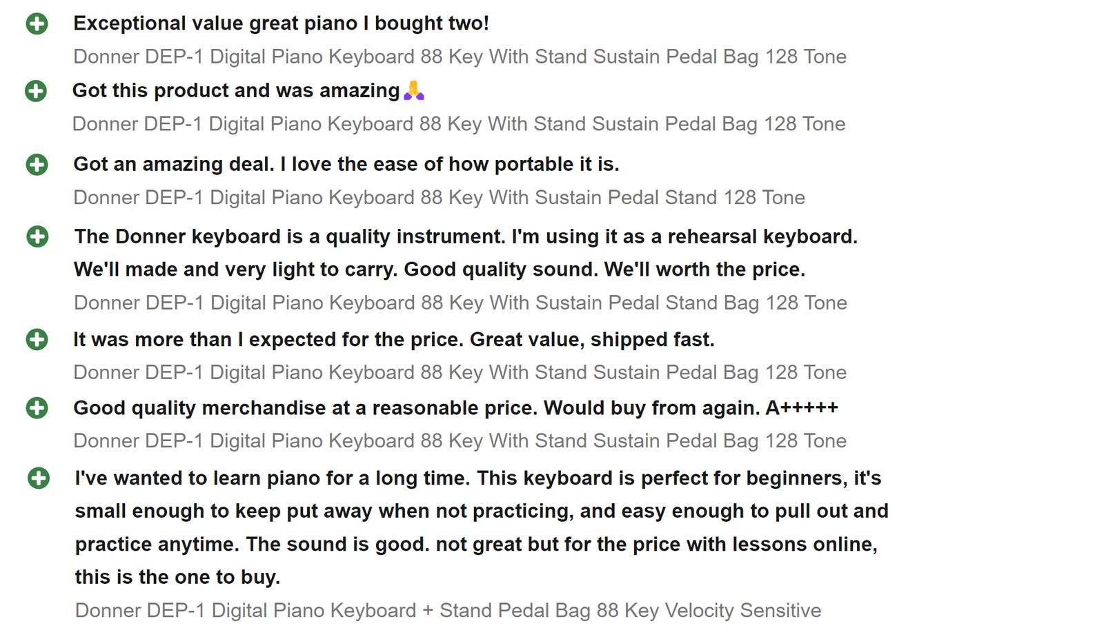 Donner DEP-1 Digital Piano Keyboard 88 Key With Sustain Pedal Carry Bag 128 Tone