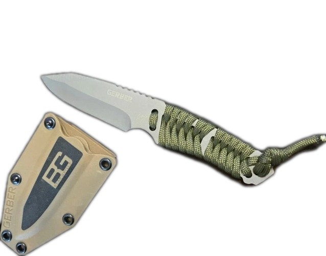 Gerber Bear Grylls Green Paracord Knife & Desert Sheath Full Tang Fixed Blade