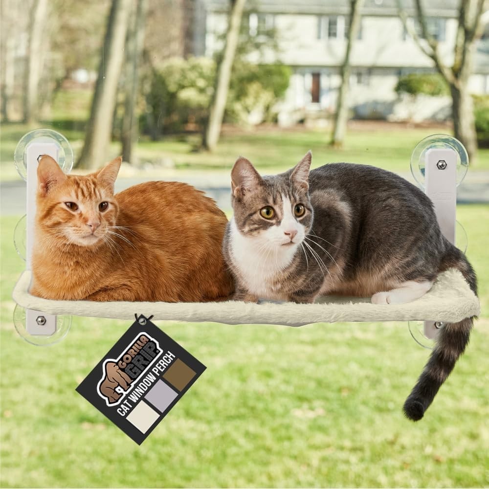Cat Window Perch, Foldable Hammock Bed with 6 Large Suction Cups, Holds 40lbs, L