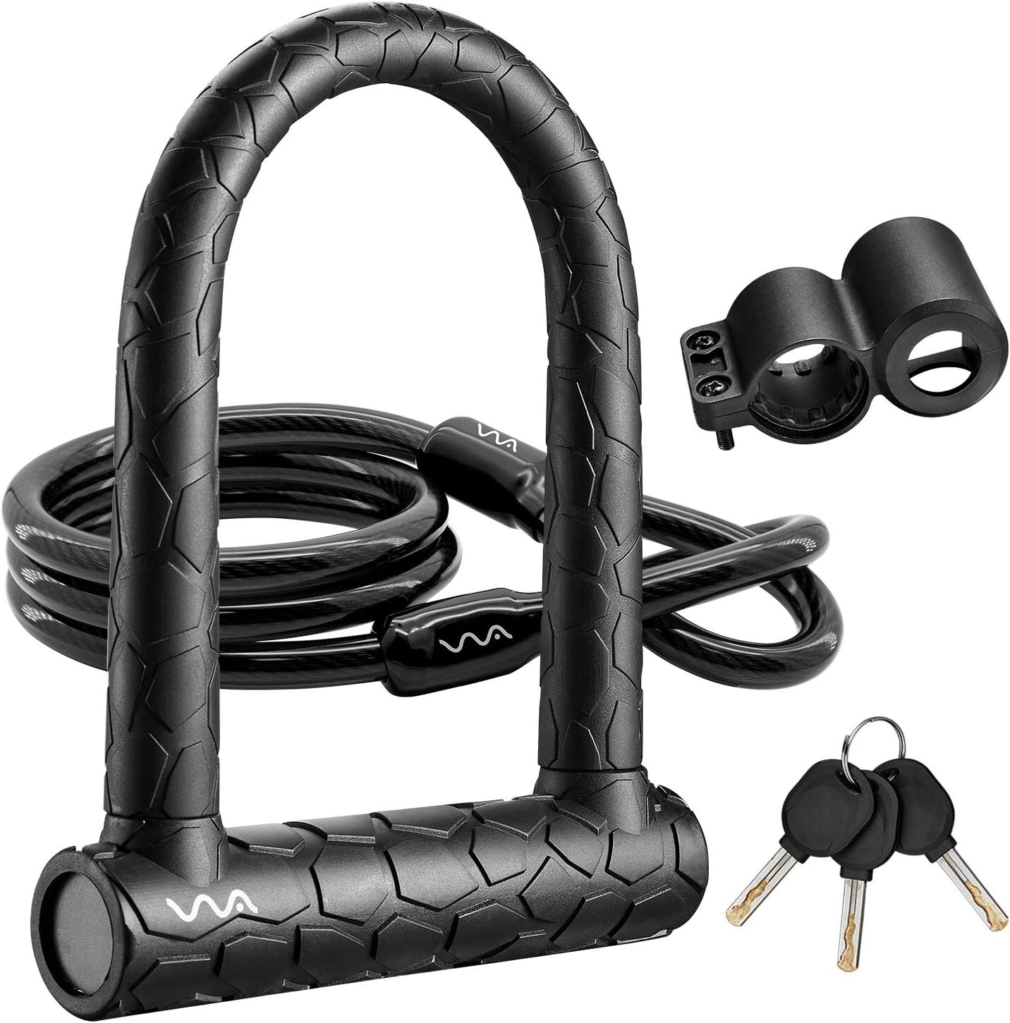 Bike U Lock,20mm Heavy Duty Combination Bicycle D Lock Shackle 4ft Length