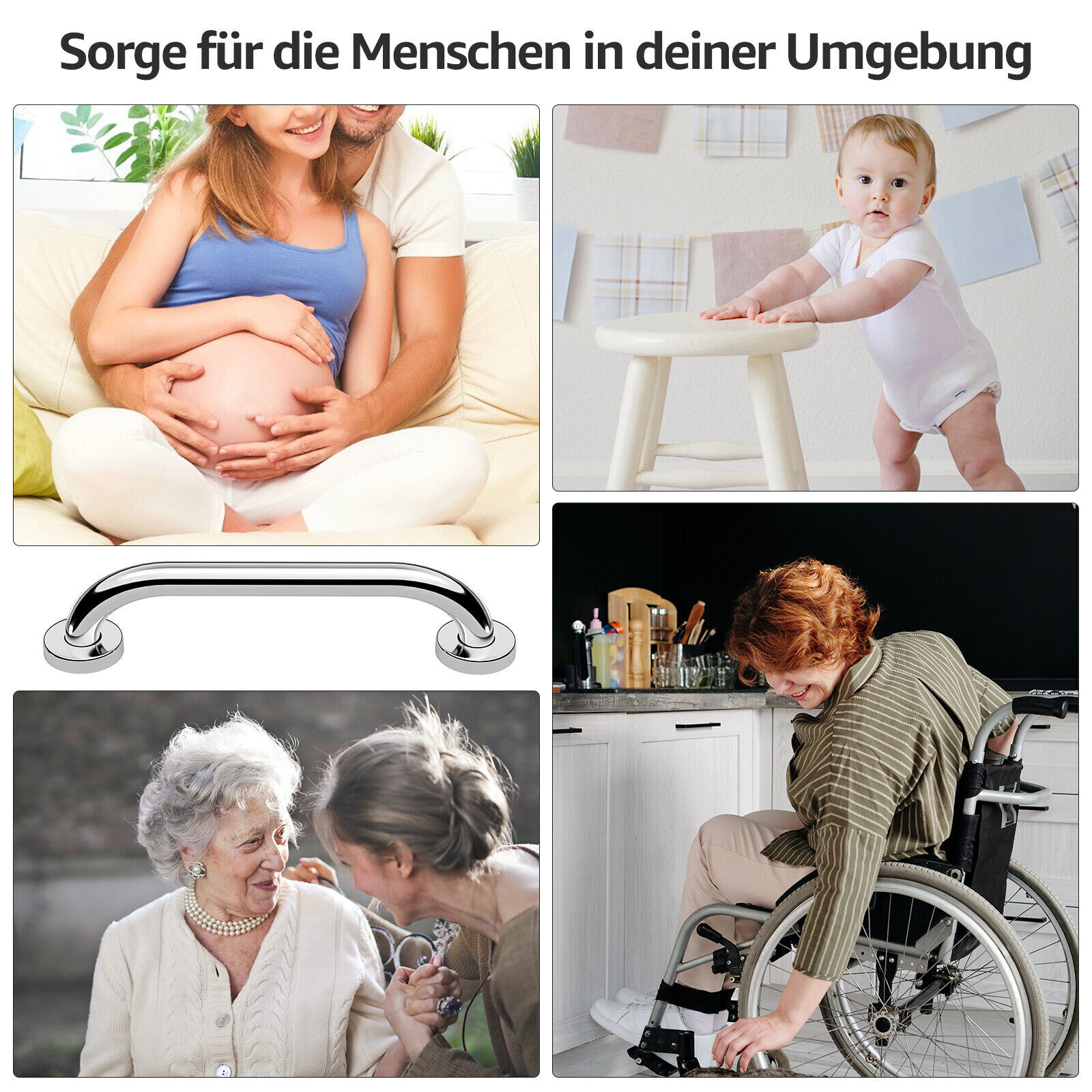 Stainless Steel Grab Bar Bathroom Safety Handicap Shower Tub Handle Support Lot