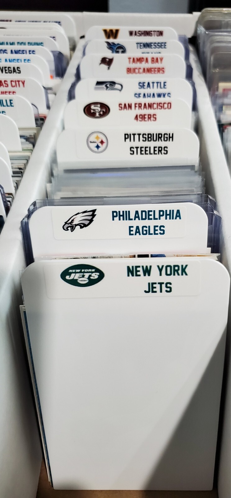 (32) TALL Sports Card Dividers with 32 FREE NFL Team Logos Label Set